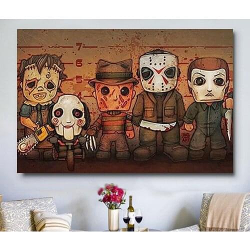 W251 KILLER LINEUP - CLASSIC HORROR MOVIE Trend Beautiful Fashion Silk Fabric Wall Poster Art Decor Sticker Bright