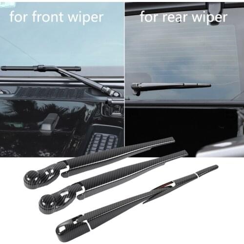 YCCPAUTO 3Pcs/set ABS Carbon Fiber Grain Front/Rear Wiper Trim Cover For Jeep Wrangler JL 2018 2019 Car Styling