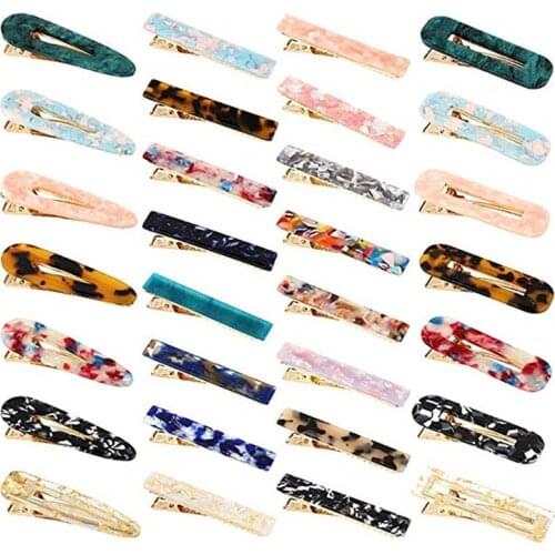 1 Set Acrylic Resin Cellulose Acetate Hair Clips Barrettes Geometric Alligator Duckbill Hairpins Leopard Hair Accessory