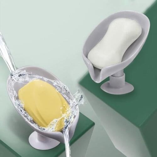 Bathroom Soap Holder Case Supplies Gadgets Leaf Shape Soap Box Kitchen Tools Dish Suction Holder Storage Basket