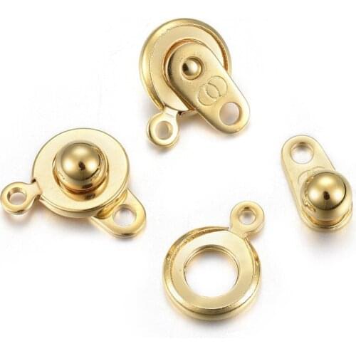 10 Sets Golden 304 Stainless Steel Snap Clasp for Jewelry Making Bracelet Necklace Connectors DIY Findings Accessories 15x9x5mm
