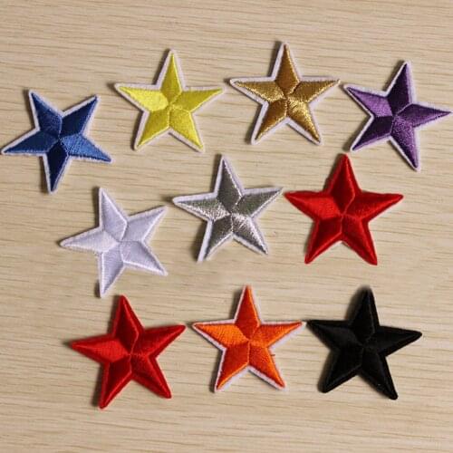 10 PCs Mini Pentagram Star Patches Multicolor Embroidery Clothing DIY Repair Applique Military Clothes Hat Lapel Badge Fashion