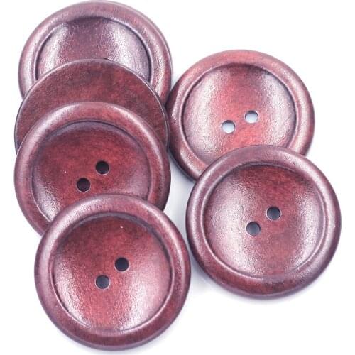 20PCS Round 40mm Wooden Sewing Buttons 2 Holes Brown DIY Accessories for Sweater Coat Clothes Scrapbook Bag Crafts Replacement