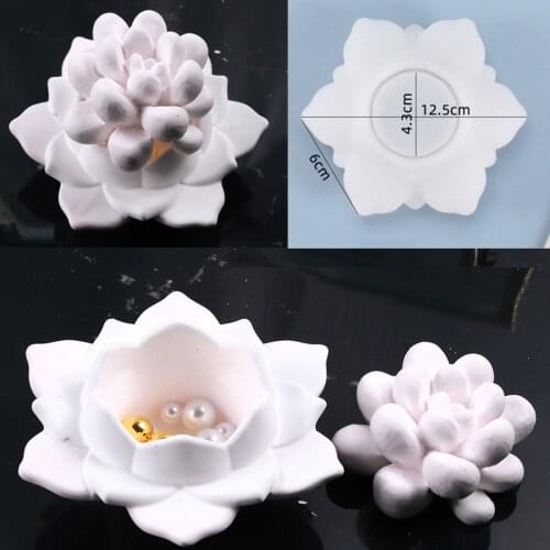 3D Lotus Candle Holder Silicone Mold Epoxy Resin Flower Candles Holders Mold Concrete Cement Clay Mold Craft Decoration Tool