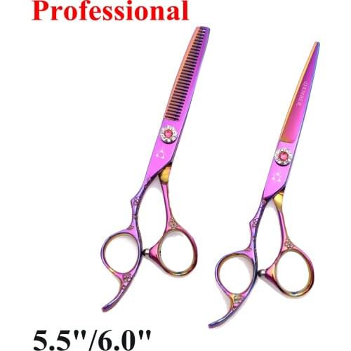 5.5 6.0 Barber Scissors Left Handed Professional Hair Scissors 440C Japan Hairdressing Scissor Thinning Shears Hairdresser 8002