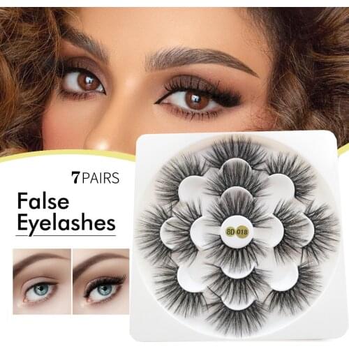 7 pairs of 25mm false eyelashes mink eyelash makeup eyelashes natural thick and soft eyelashes female eyelash extension tool fre