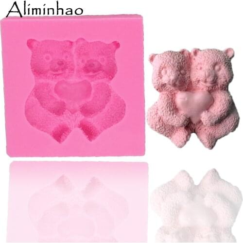 B0386 bears DIY Cake chocolate Silicone mould fondant cake decorating tools Sugarpaste Craft Bakeware supply