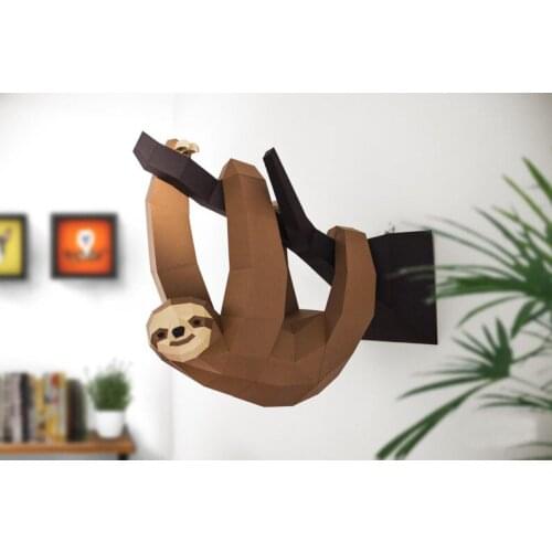 3D Papercraft Wall Paper Bradypod Sloth Model Boys Birthday Party Pre-cut Art Charizard Home Decor Decoration DIY Toys