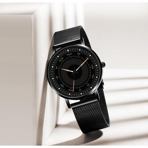 New Fashion Men Casual Ultra-thin Round Mesh Band Luminous Movement Quartz Watch Wristwatch