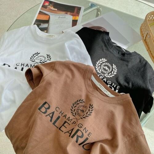 Kids Clothing 2021 Summer New Baby Boys Cotton T Shirt Korean Letter Print Short Sleeve T Shirt for Boy Childrens Clothes Tops