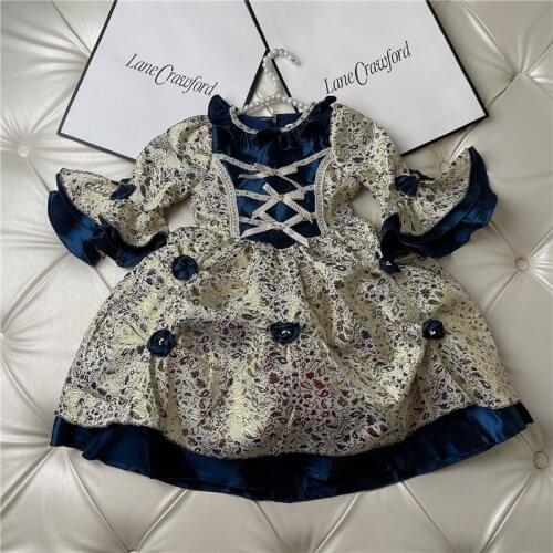 Free Shipping 2021 Spring Summer New Girls Vintage Spanish Princess Lolita Pompom Ball Birthday Wedding Party Dress