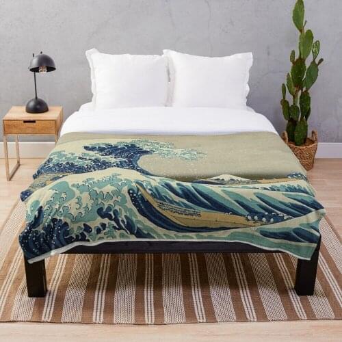 DIE GROßE WELLE WEG VON KANAGAWA KATSUSHIKA HOKUSAI Decke flanell Sherpa bettdecke bettwäsche sofa picknick pelz weiche decke