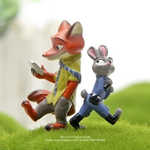 Disney Zootopia Nick Fox Judy Rabbit 3-4cm Action Figure Decoration PVC doll Collection Figurine Toys model for children gift