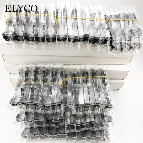 ELYCO 18mm Mink False Eyelashes 100/200 pc Wholesale 3D Mink Lashes Small clear tray Label Makeup Dramatic Long Mink Lashes