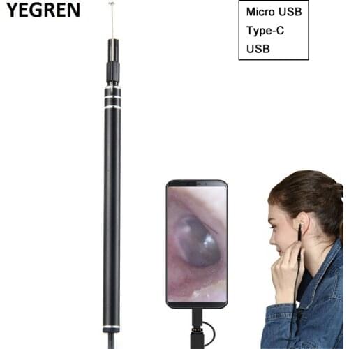USB 3 in 1 Visual Earpick 5.5mm Diameter Waterproof Ear Orial Inspection Camera LED Endoscope Support Android PC Otoscope