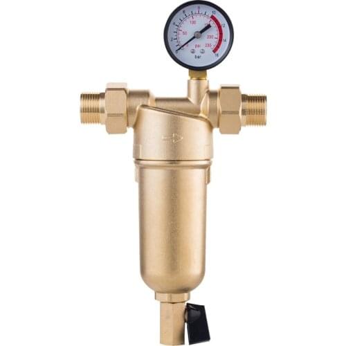 Siphon backwas Pre-filter water filter purifier system whole brass body stainless steel mesh prefiltro with gauge free shipping