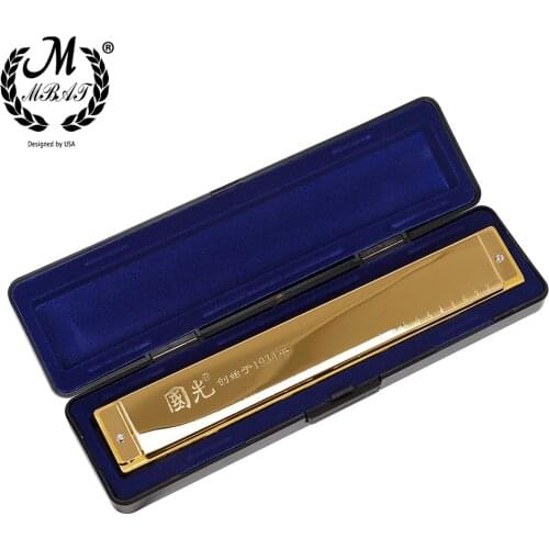 M MBAT Golden/Silver Harmonica 28 Holes C Tone Chromatic Polyphony Wide Music range Mouth Organ Wind Instrument Bagpipe Tool