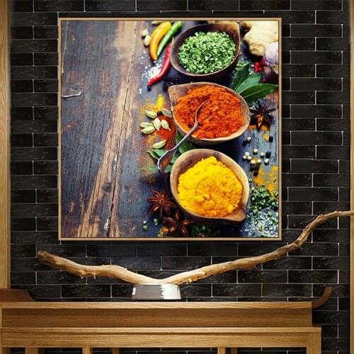 Grains Spices Pepper Kitchen Canvas Painting Cuadros Scandinavian Posters and Prints Wall Art Food Picture Restaurant Home Decor