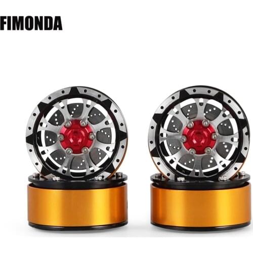 4pcs 1.7 inch Aluminum Alloy Beadlock Wheels with Brake Disc for 1/10 RC Crawler Axial SCX10 Wraith 90018 RC4WD TF2 Mojave