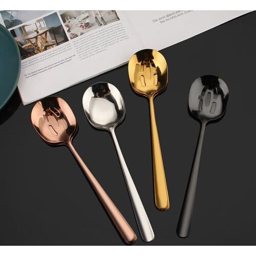 Kitchen Dinner Dish Public Spoon Colander Soup Restaurant Large Stainless Steel Distributing Spoon Buffet Serving Spoon