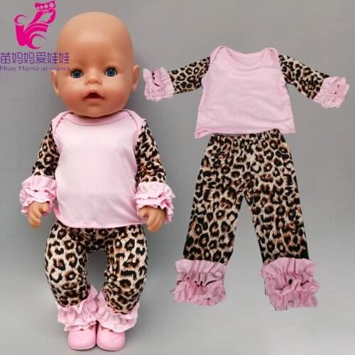 18 inch girl doll clothes for 43cm new born baby doll Leopard print clothes children girl doll gift
