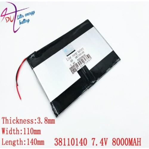 Liter energy battery 38110140 7.4V 6.6Ah 8000mah 35110140 large-capacity ultra-thin MID tablet battery 3.8 * 140 * 110 mm