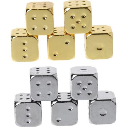 5pcs 13mm Metal Dice Gold/Silver Solid Heavy Dice Bar Night Club Party Drinking DND Game Dice