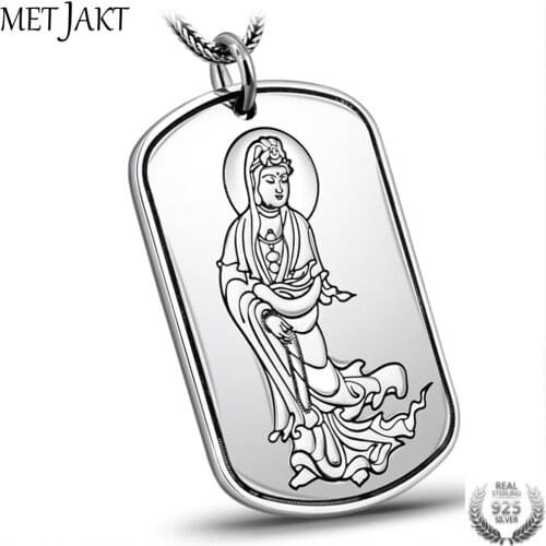 MetJakt S999 Fine Silver Buddha Buddhist Heart Sutra Pendant and 925 Silver Snake Chain Necklace for Unisex Amulet Jewelry
