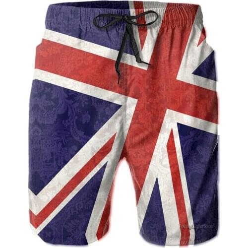 Male Shorts Causal R333 Breathable Quick Dry Funny Jokerunning Flying Union Jack