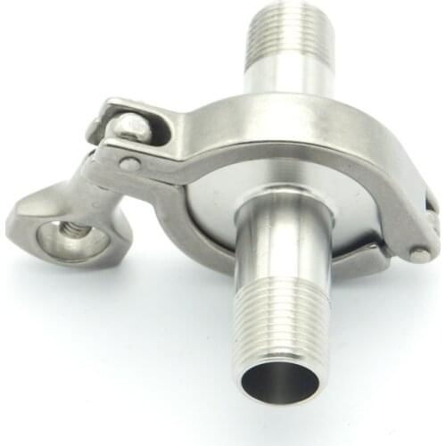 304 Stainless Steel Sanitary Pipe Fitting Set 1" BSP Male Thread Ferrule + 1.5" Tri Clamp + Silicon Gasket For Home Brew