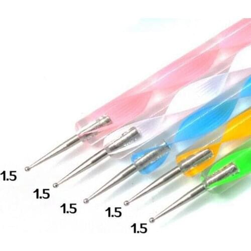 5Pcs Set UV Gel Painting Nail Art Dotting Pen Acrylic Handle Rhinestone Crystal 2 Way Brush Salon Decoration Manicure Tools Kit