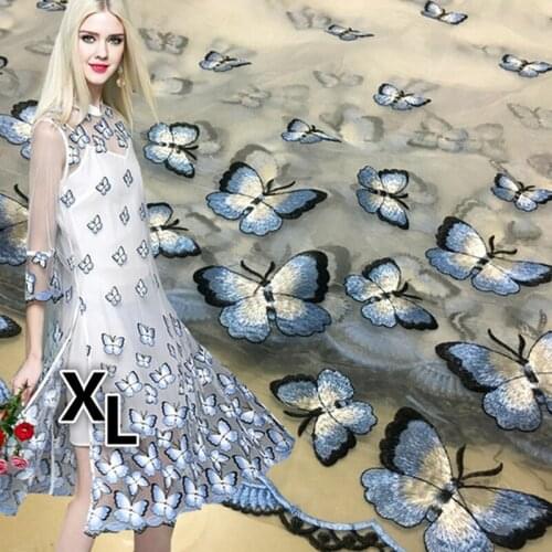 New French embroidery fabric, three-dimensional embroidery, butterfly organza lace, childrens dress, skirt, apparel fabric