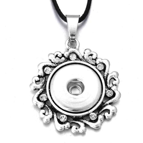 2019 New Flower Snap Button Necklace with Chians Vintage Metal Snap Pendant Necklace fit 18mm 20mm Snap Button Jewelry For Women