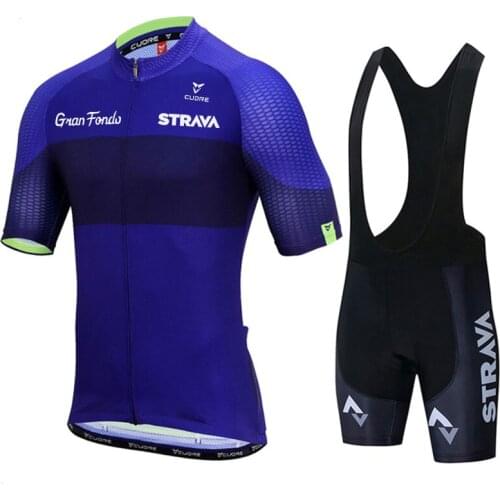 2021 New STRAVA Summer Cycling Jersey Set Breathable Team Racing Sport Bicycle Jersey Mens Cycling Clothing Short Bike Jersey 2