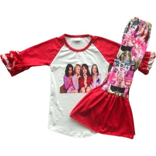 Summer new hot childrens boutique clothing baby girl red beauty raglan sleeves with flared pants 2-piece suit20
