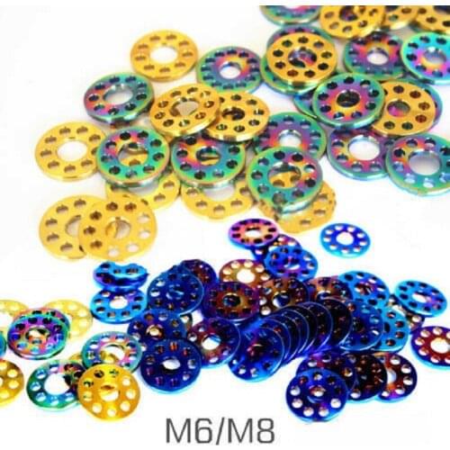New M6 M8 Bicycle Titanium Alloy 9 Holes Sheet Flat Gaskets Ti Shim Pad Washer 6Pcs