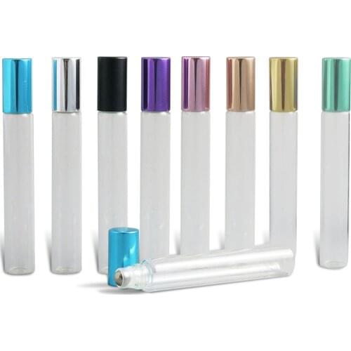 New Arrival!! 12ml Empty Stainless Steel Metal Roll on Bottles 12cc Transparent Glass Roller Ball 300pcs