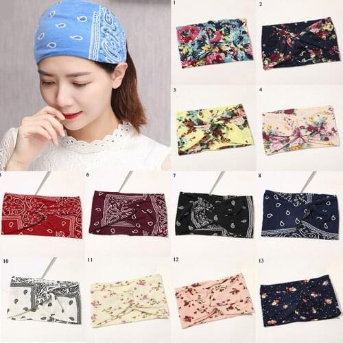 Summer Fashion Women Floral Headband Twist Knitted Knot Headwear Bandage Wide Strtch Hairbands Turban Headwrap Hair Accessories