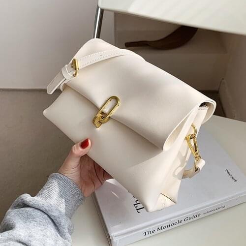Simple Design Solid Color Pu Leather Crossbody Bag for Women 2021 Female Fashion Brand Luxury Chain Shoulder Handbags and Purses