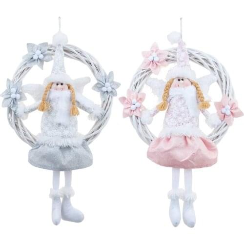 Christmas Hanging Ornament Angel Dolls Rattan Pendant Party Decor