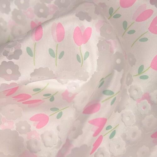 Pink Flowers Burnt Flowers Glass Yarn Korean Style Small Fresh Sunscreen Shirt Top Long Skirt Hanfu Diy Handmade Fabric