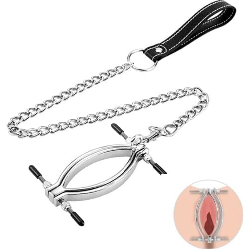 BDSM Bondage Torture Flirt Shame Vaginal Dilator Sex Toys For Women Metal Labia Clip Clit Stimulator Sex Clamp Vagina Speculum