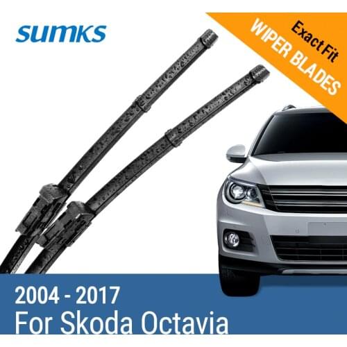 SUMKS Wiper Blades for Skoda Octavia 24"& 19" Fit push button Arms / side pin arms 2004 to 2017