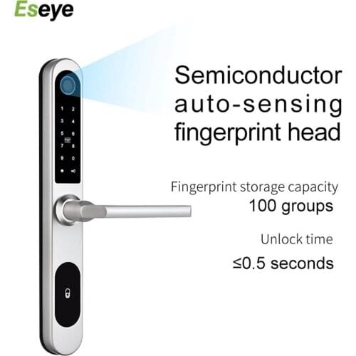 Eseye Tuya Smart Door Lock Bluetooth Gateway WiFi APP Remote Control Lock Peephole Recognition Fingerprint Password IC Card Key