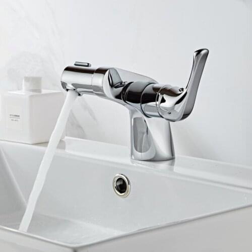 Bathroom Basin Faucet Cold and Hot Waterfall Contemporary Chrome Brass Bathroom basin sink Mixer Deck Mounted waterfall Tap