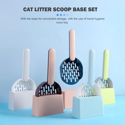 Cat Litter Scoop with Stand Kitty Litter Sifter Scoop with Caddy Holder Handle Heavy Duty Plastic Pet Dog Accessories