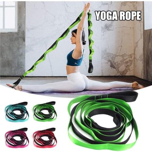 Lengthen 12 Knots Yoga Stretching Strap Rehabilitation Training Belt Fitness Exercise Stretching Band XR-Hot
