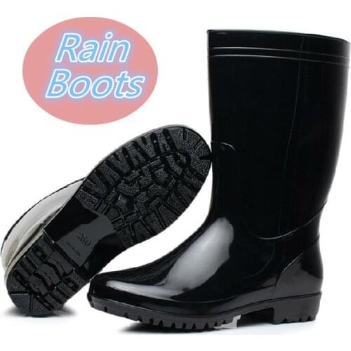 High Quality Mens Mid-tube Rain Boot Outdoor Leisure Fishing Water Shoes Non-slip Waterproof Chef Shoes Round-toe Farmer Shoes