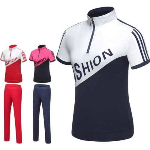 Golf Clothes Top Shirt Ladies Suits Women Short Sleeved T-Shirt Long Pants Sportswear Sports Golf Pants Suits D0683