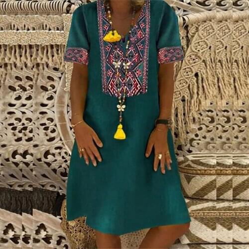 Women V-neck Short Sleeve Retro Party Spring-Summer Dress Plus Size Fashion Design